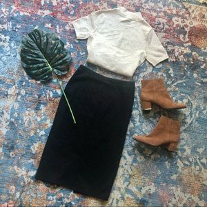 Free People Dark Navy Polka Dot Pencil Skirt